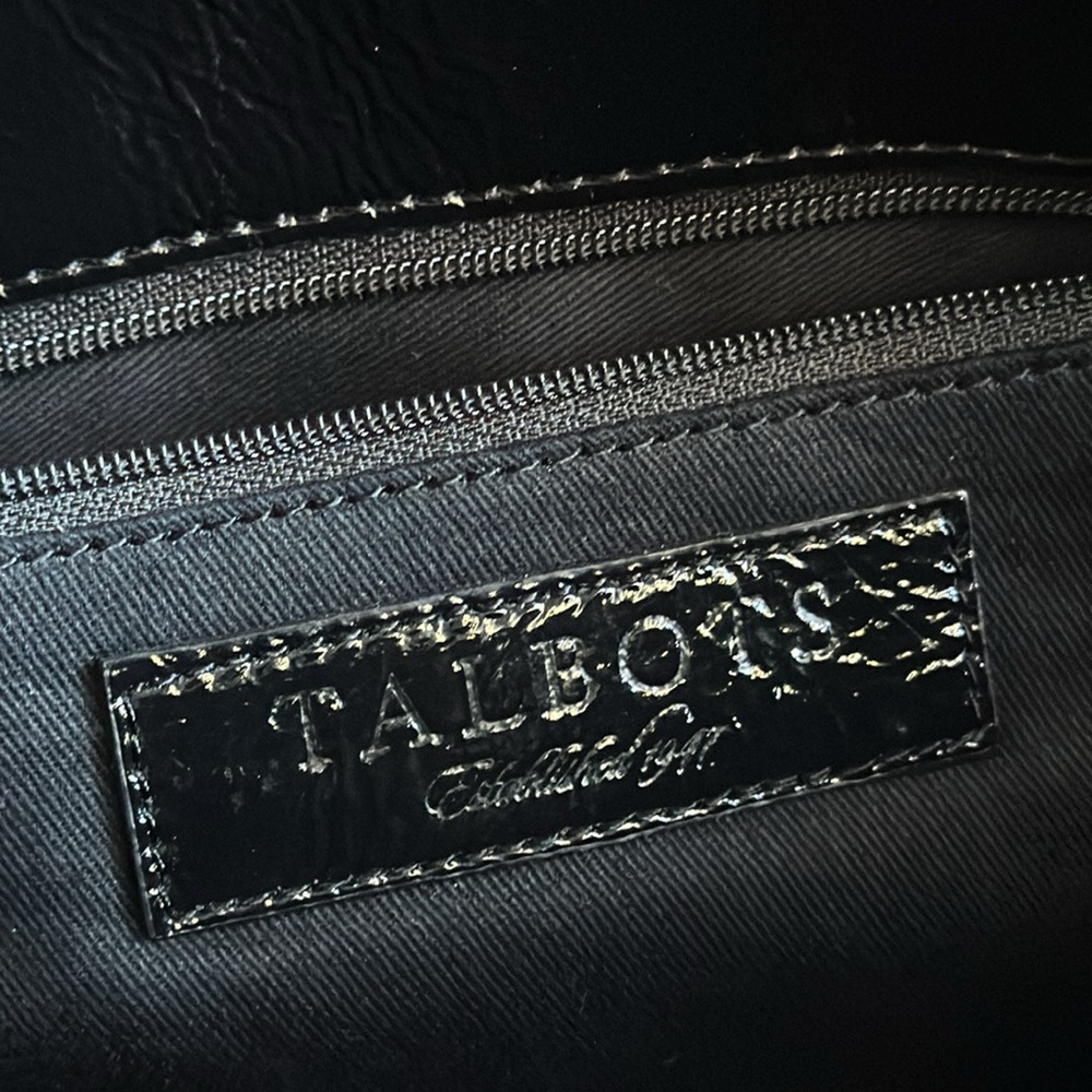 Talbots Black Patent Satchel with Bamboo Handles - Picture 9 of 16